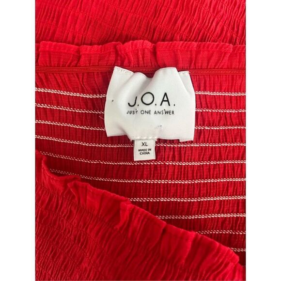 J.O.A. Red Just One‎ Answer Smocked 3/4 Sleeve Mini Dress XL - Picture 3 of 4